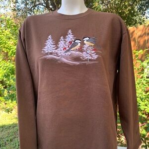 Vintage "Cute birds" Brown sweatshirt size M by Morning Sun.